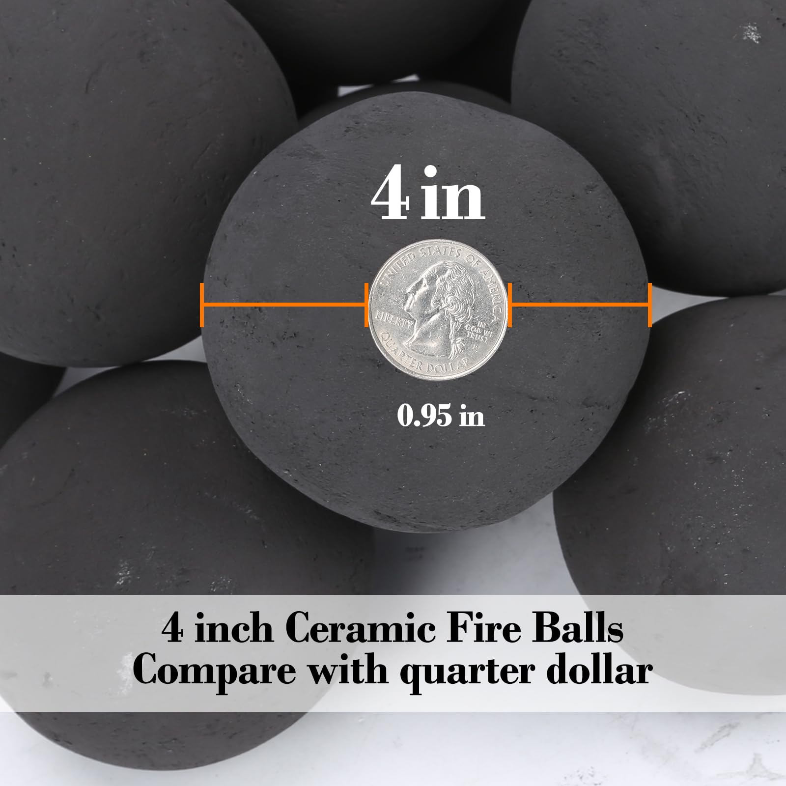 GRISUN Black Round Ceramic Fire Balls for Fire Pit, 4 Inch Tempered Fire Stones for Natural or Propane Fireplace, Safe for Outdoors and Indoors Fire Pit Reusable Fireballs, Set of 12