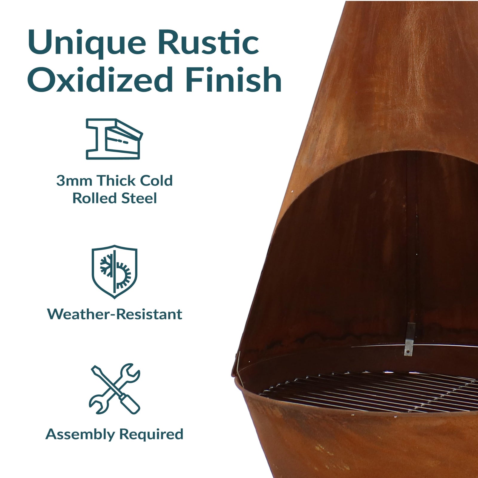 Sunnydaze Large Chiminea Outdoor Fireplace - Outdoor Wood-Burning Fireplace