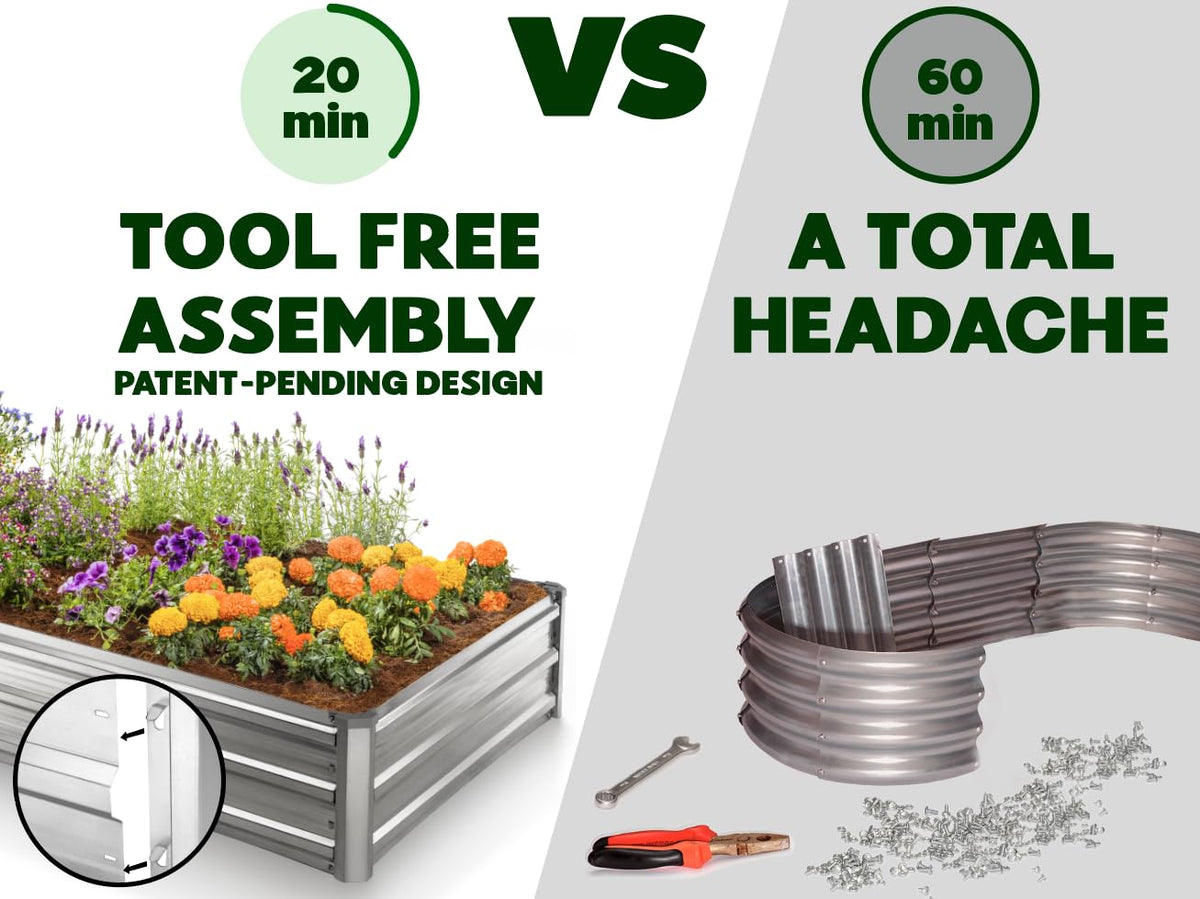 Galvanized Raised Garden Beds Outdoor - 8×4×1 ft (2-Pack)