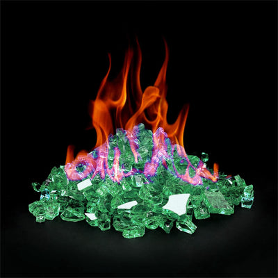 Onlyfire 10 pounds Fire Glass for Propane Fire Pit and Gas Fireplace, 1/4 Inch Reflective Firepit Glass Rocks for Fire Pit Table and Fire Bowl, High Luster Light Green