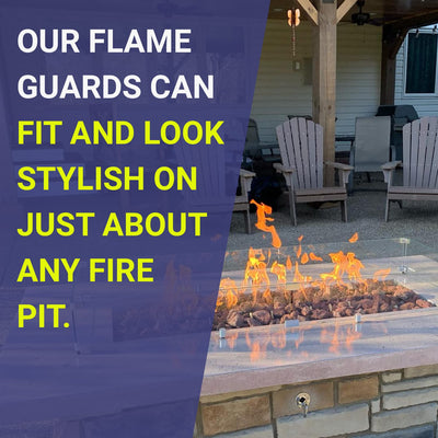 American Fireglass Tempered Glass Flame Guard for 36" x 12" Rectangular Drop-in Fire Pit Pan | Outdoor Wind Guard with Aluminum Fire-Resistant Brackets & Non-Slip Feet | 41.5-inch x 17.5-inch x 6-inch