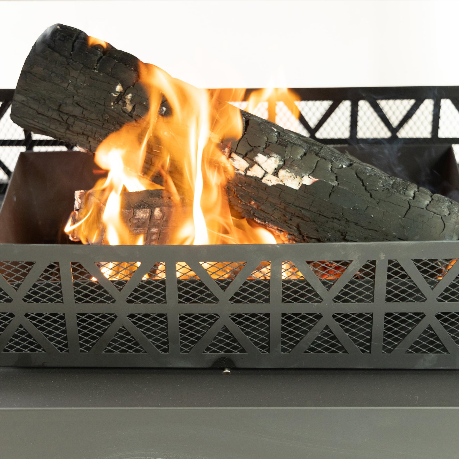 Deko Living 36" Rectangular Steel Outdoor Wood Burning Fireplace - Outdoor Fireplace with Adjustable Cooking Grill & Log Storage Compartment - Camping Fire Place with Safety Screen and Poker