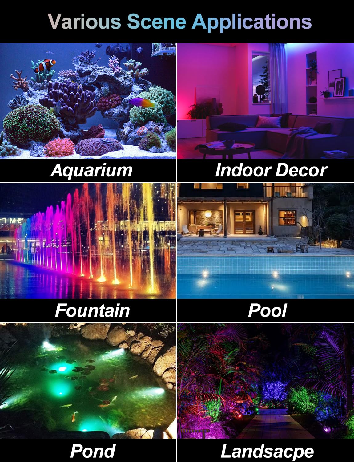 CREPOW RGB Underwater Pond Lights, Super Bright 18 LED Submersible Fountain Lights Color Changing Spotlights, Bluetooth APP Control IP68 Waterproof for Fish Aquarium Tank Garden Yard Pool(Set of 12)