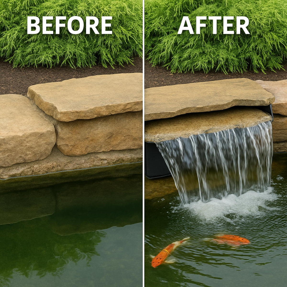 HALF OFF PONDS 16-Inch Filtering Waterfall Spillway for Ponds and Waterfall Streams up to 4,500 gallons. Includes Waterfall Box and Rock Lid and Lip