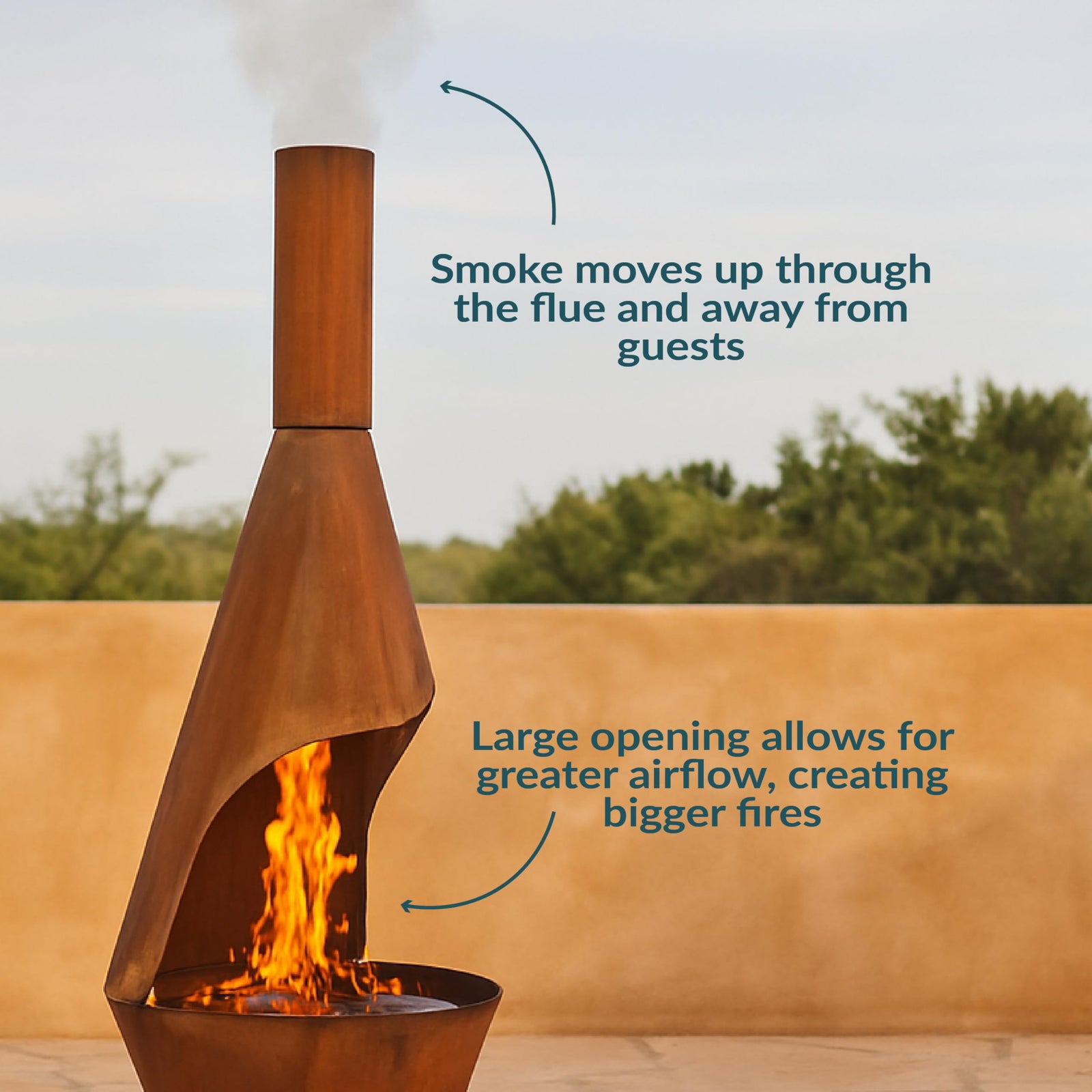 Sunnydaze Large Chiminea Outdoor Fireplace - Outdoor Wood-Burning Fireplace