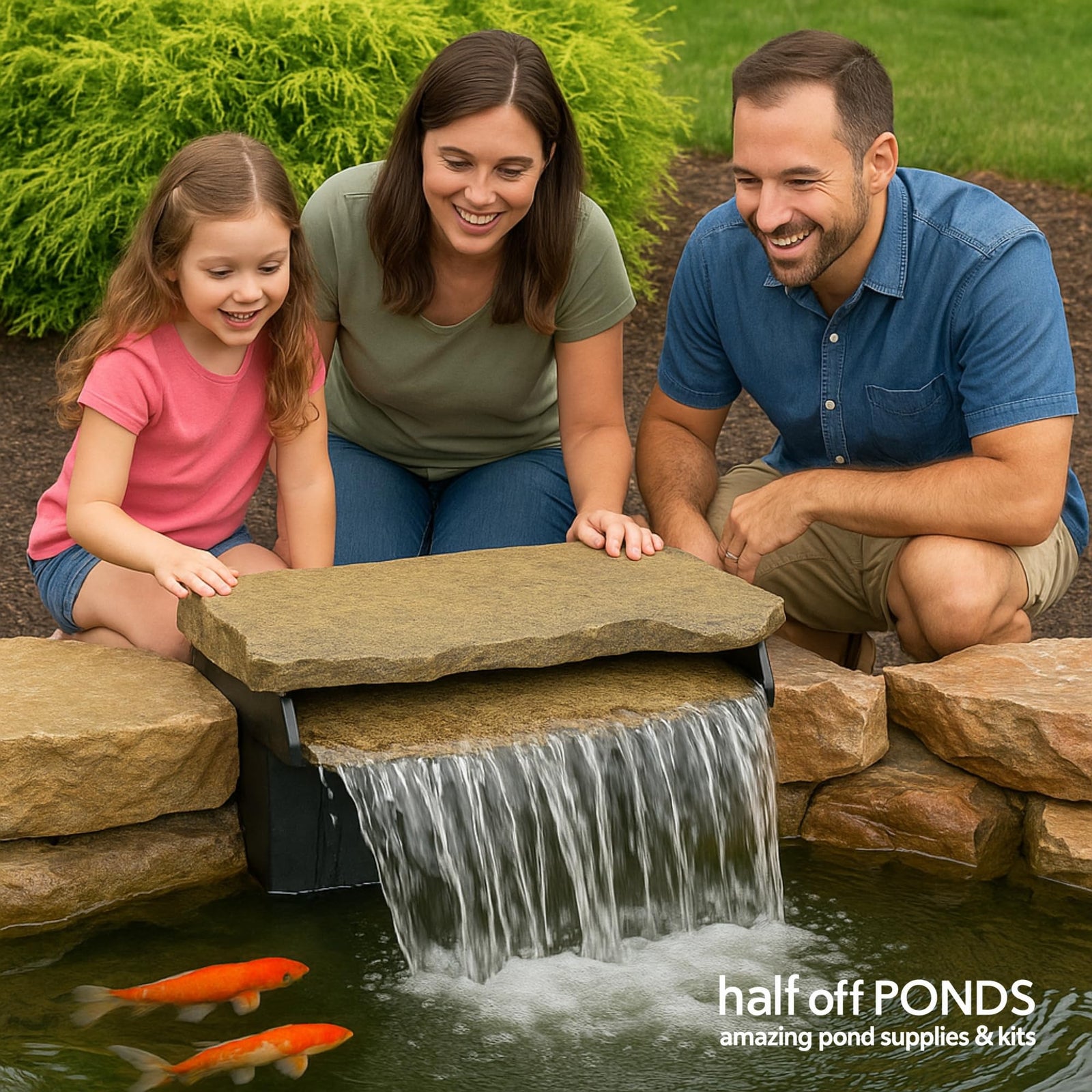 HALF OFF PONDS 16-Inch Filtering Waterfall Spillway for Ponds and Waterfall Streams up to 4,500 gallons. Includes Waterfall Box and Rock Lid and Lip