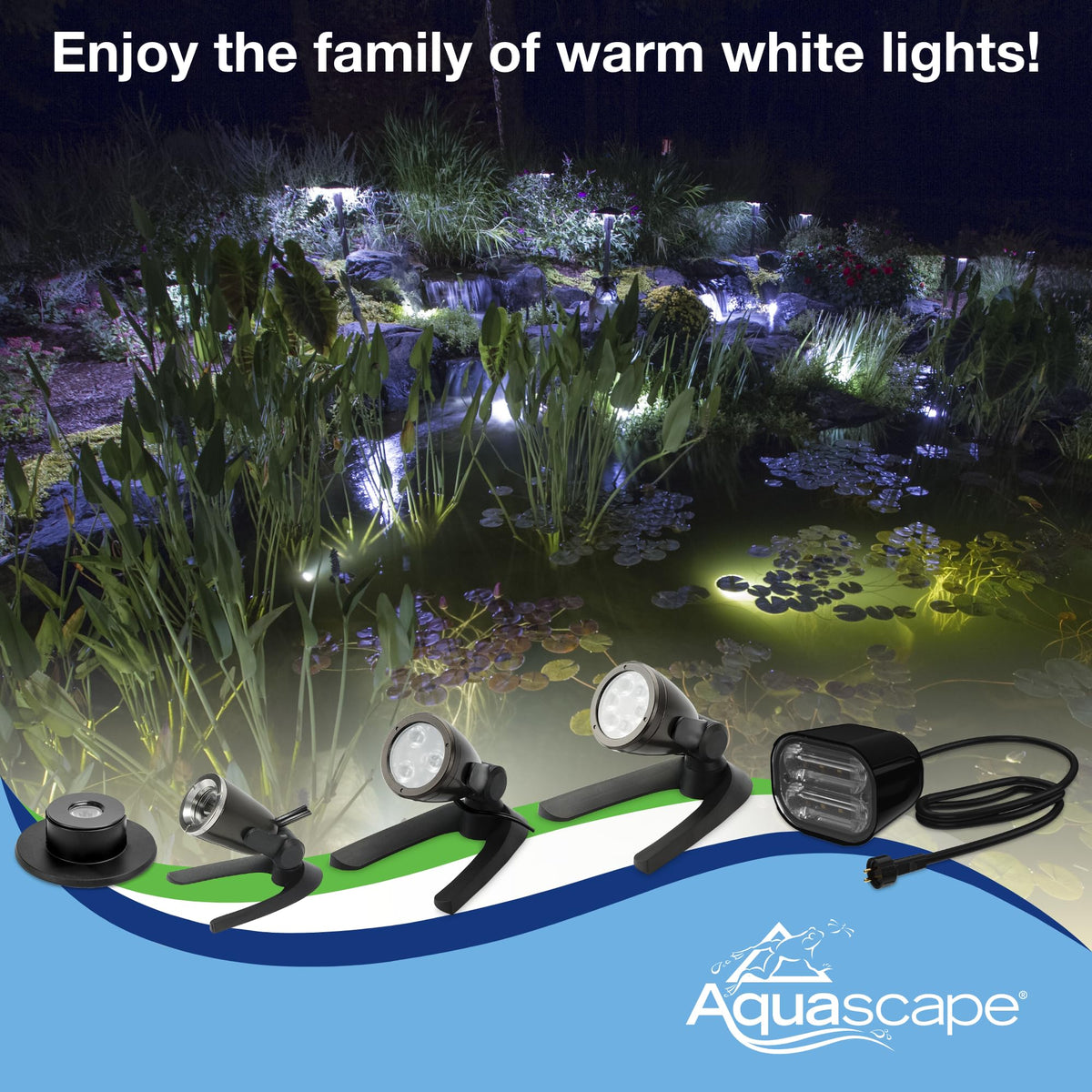 Aquascape Pond and Landscape LED 3-Watt Spotlight 6-Pack, Warm White Low Voltage Submersible Outdoor Lights for Water Features, Gardens, Trees, and Waterfalls, 84047