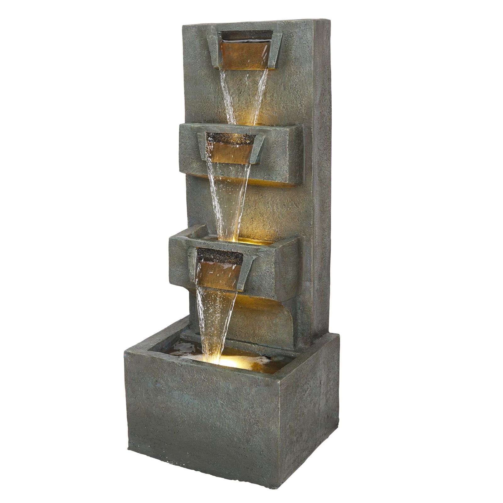 Alpine Corporation 33" 3 Tier Basin Cascading Fountain with LED Lights