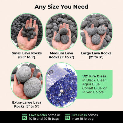 Premium Pebbles Black Lava Rocks for Fire Pit - 1 to 2 inch 20 lbs - Gas Fireplace Rocks - Black Lava Rock for Propane Fire Pit - Decorative Lava Stone Volcanic Rock for Outdoor & Indoor Gas Fireplace