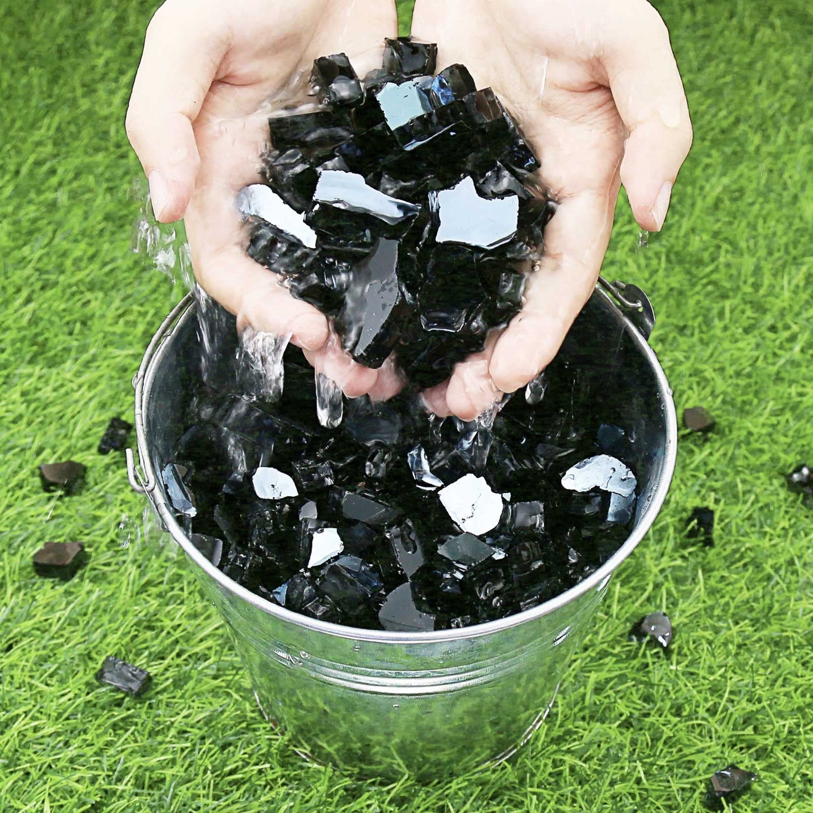 Grisun Onyx Black 1/2 Inch High Luster Reflective Tempered Fire Glass