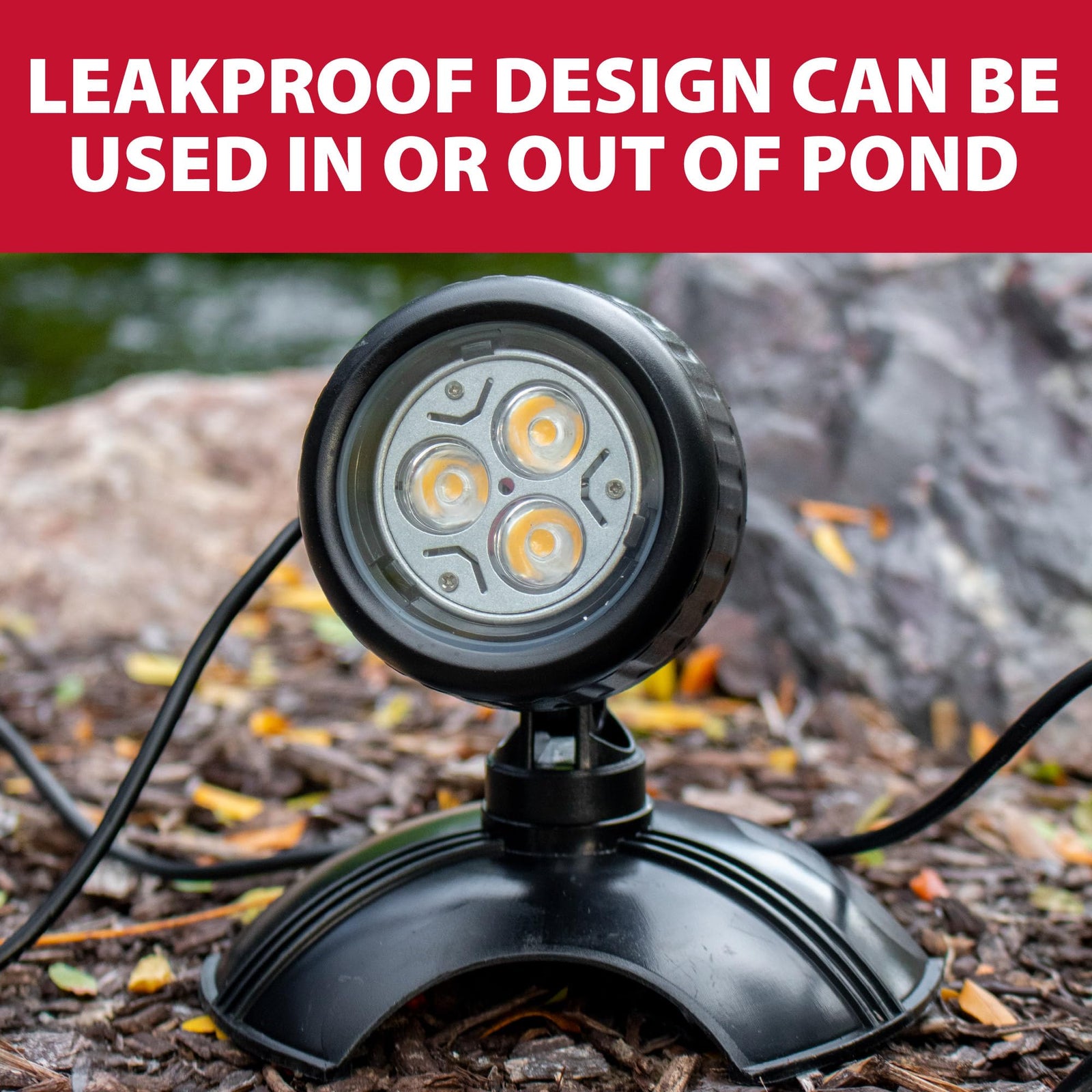 The Pond Guy LEDPro 3-Watt Submersible Lights, Outdoor & Underwater Lighting for Fish Ponds, Water Garden, Fountains, & Waterfall—3-Pack Light Kit