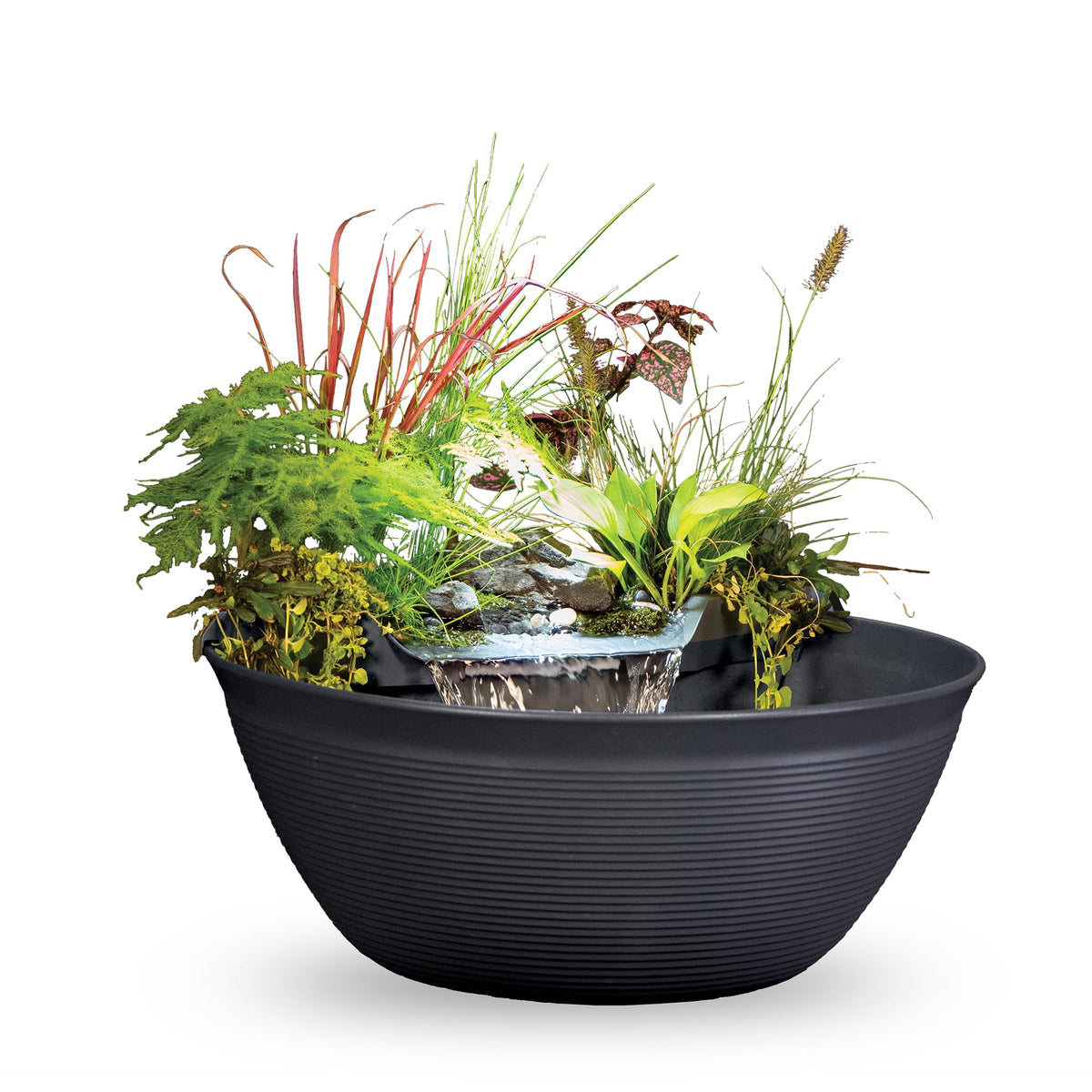 Aquascape Pond and Waterfall Kit AquaGarden Container Water Garden, Steel Gray