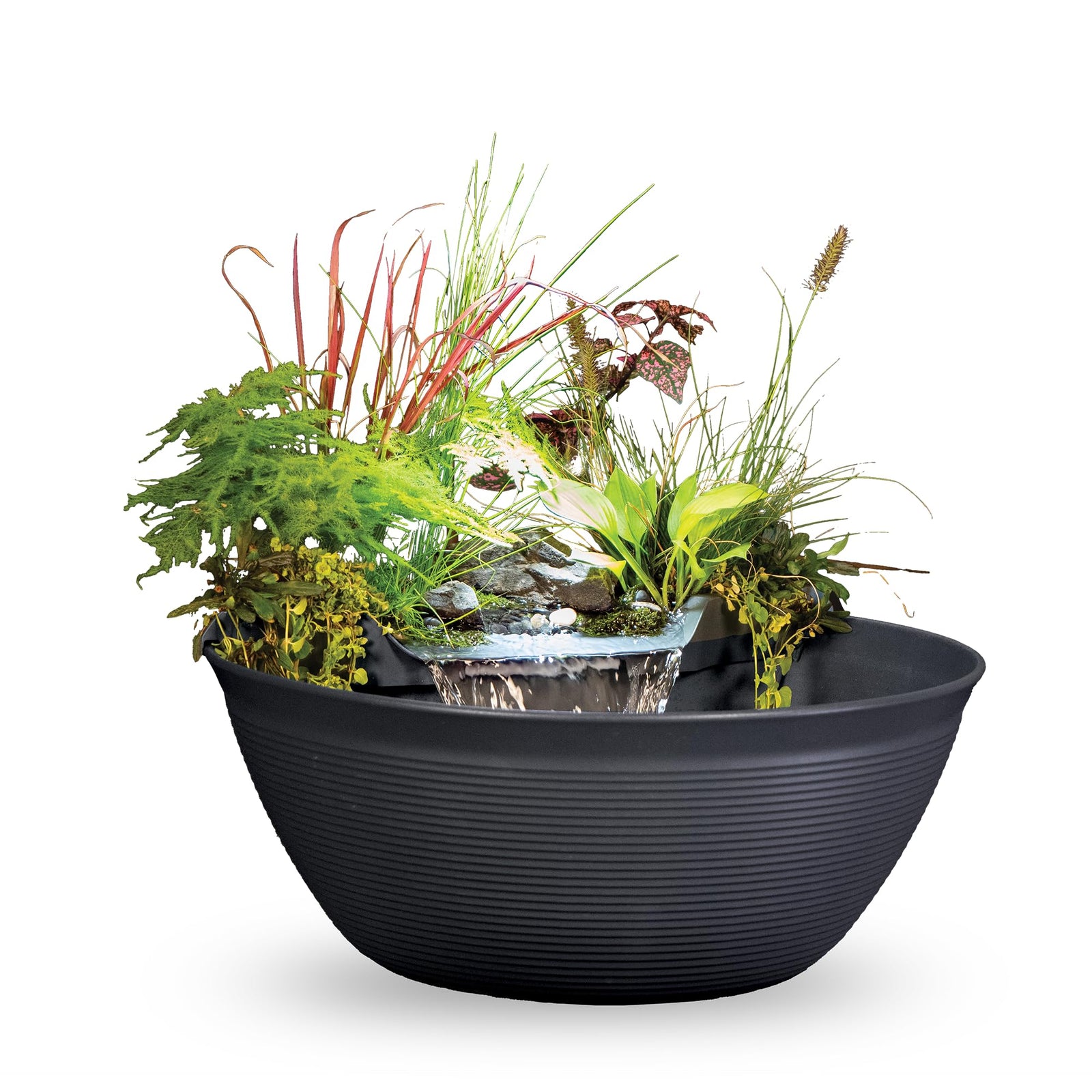 Aquascape Pond and Waterfall Kit AquaGarden Container Water Garden, Steel Gray