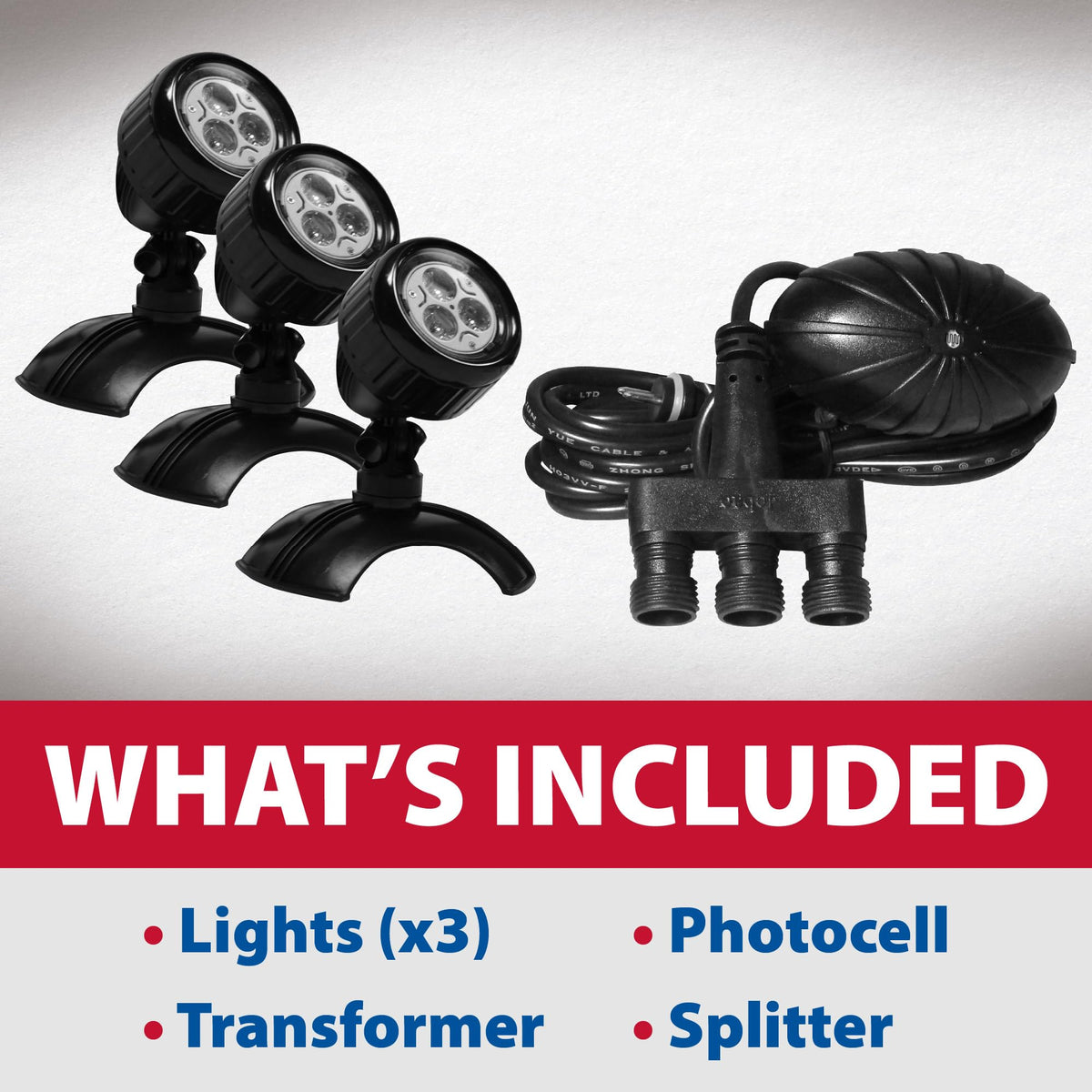 The Pond Guy LEDPro 3-Watt Submersible Lights, Outdoor & Underwater Lighting for Fish Ponds, Water Garden, Fountains, & Waterfall—3-Pack Light Kit