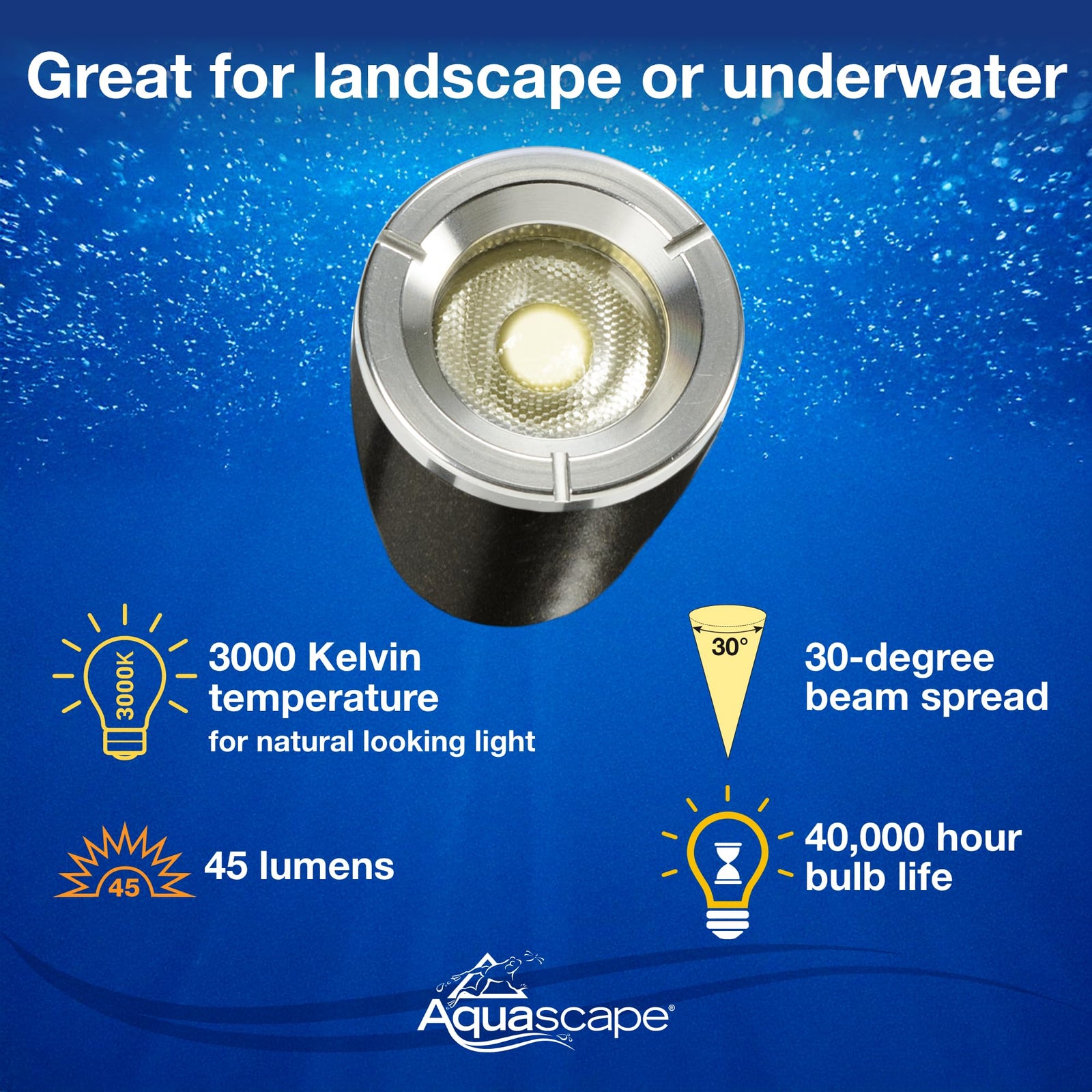 Aquascape Submersible LED Spotlight for Pond, Garden, and Landscape Features, 1 Watt | 84031, Brown