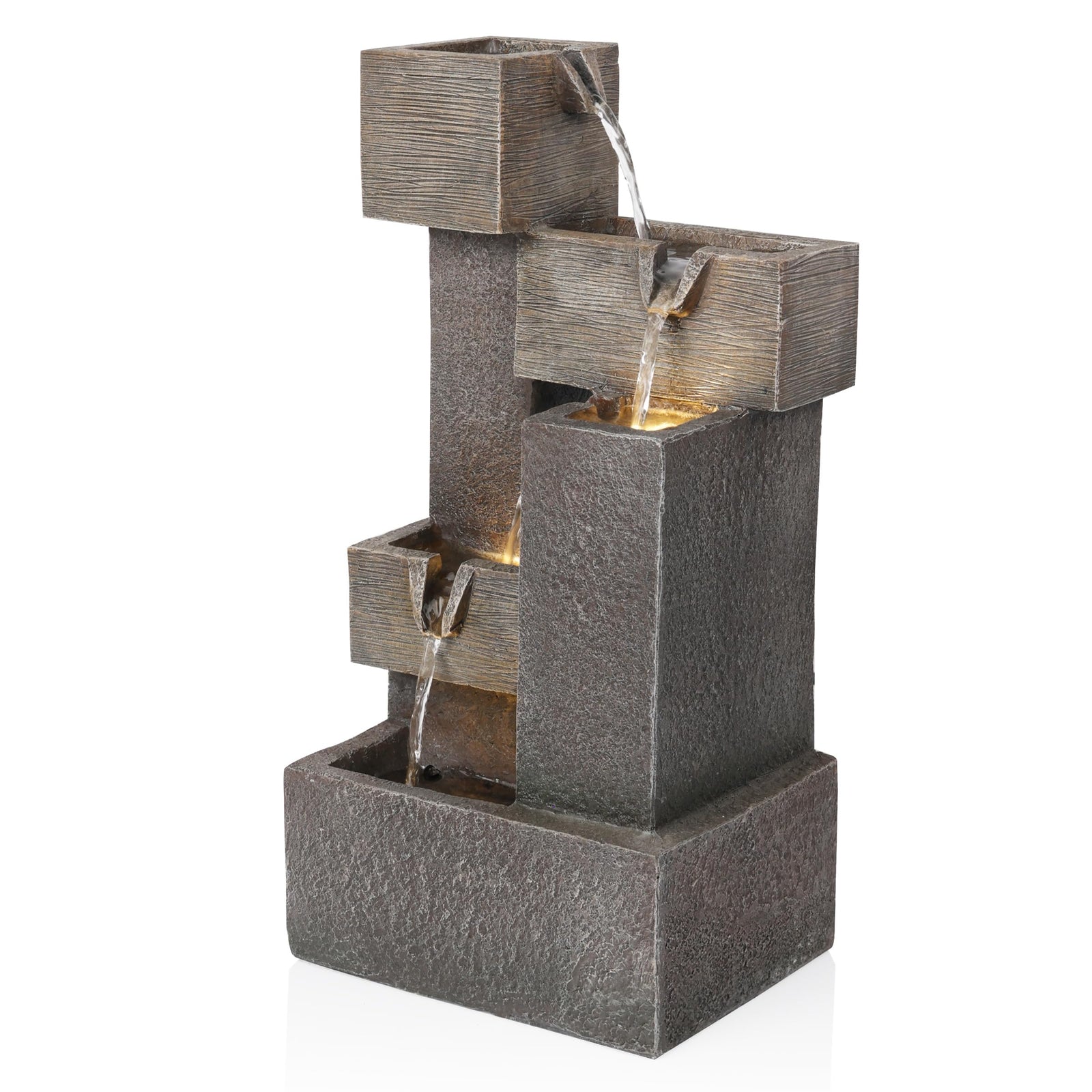 Alpine Corporation 19" Indoor/Outdoor Multi-Tier Water Fountain with LED Lights