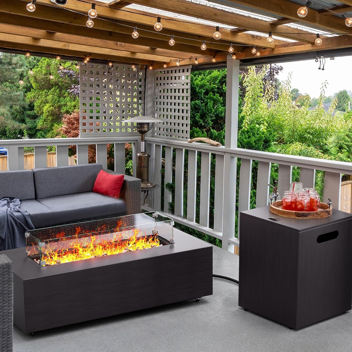Jocoevol 42in Fire Pit Table Propane Fire Pit 50,000 BTU