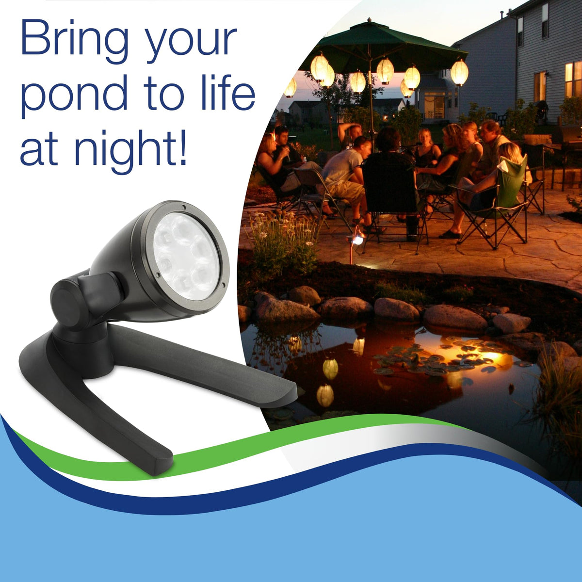 Aquascape Pond and Landscape LED 3-Watt Spotlight 6-Pack, Warm White Low Voltage Submersible Outdoor Lights for Water Features, Gardens, Trees, and Waterfalls, 84047