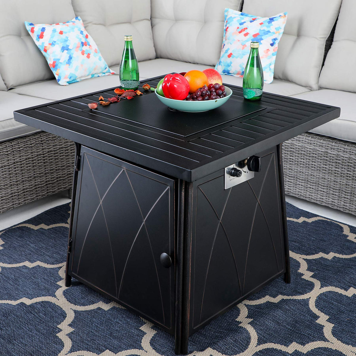 Sophia & William 5 Pieces Patio Dining Set with Gas Fire Pit Table