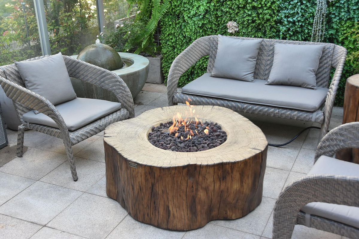Elementi | Manchester Gas Fire Pit Cast Concrete Semi-Round Fire Table