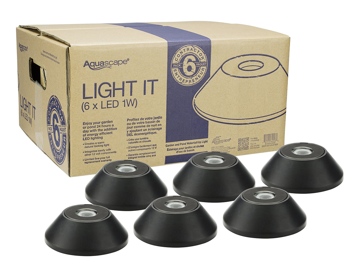 Aquascape LED Accent Up Light Six (6) Pack for Pond Waterfall Landscape Garden 1 Watt | Submersible | 12 Volt