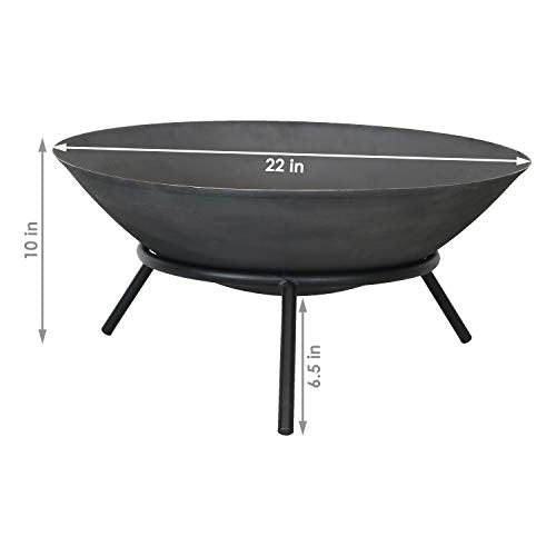 Sunnydaze Cast Iron Fire Pit Bowl - Outdoor 22 Inch Fireplace