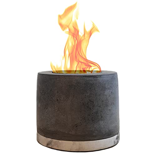 ROUNDFIRE Concrete Tabletop Fire Pit - Fire Bowl, Mini Personal Fireplace for Indoor and Outdoor use.