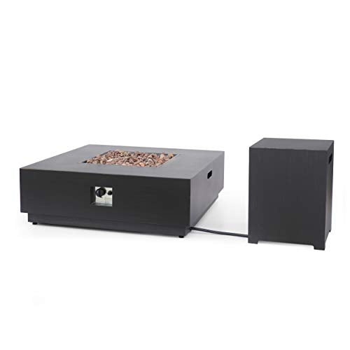 Christopher Knight Home 312976 Sidney Outdoor 40-Inch Square Fire Pit with Tank Holder, Brushed Brown