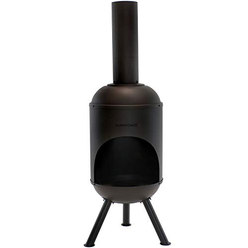 Sunnydaze Modern Chiminea - Steel Outdoor Wood-Burning Fire Pit