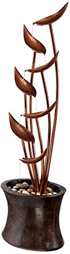 Tiered Copper Leaves Modern Outdoor Floor Fountain and Waterfalls 41" High Cascading Decor for Garden Patio Backyard Deck Home Lawn Porch House Relaxation Exterior Balcony - John Timberland