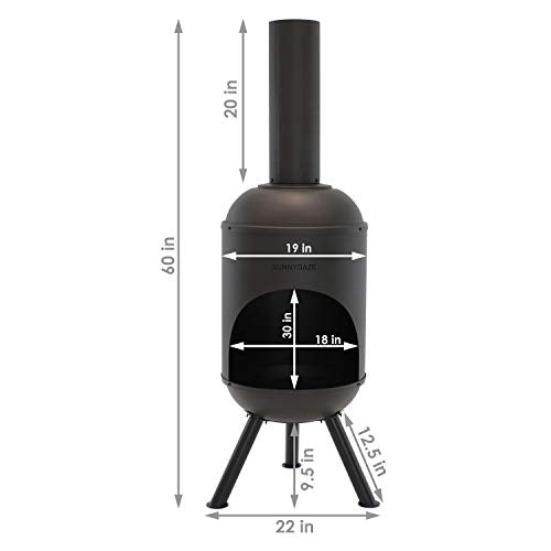 Sunnydaze Modern Chiminea - Steel Outdoor Wood-Burning Fire Pit