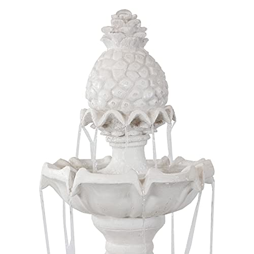 Sunnydaze 59-Inch H Welcome 3-Tier Outdoor Water Fountain - Waterfall Feature with Pineapple Topper for The Yard or Garden