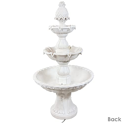 Sunnydaze 59-Inch H Welcome 3-Tier Outdoor Water Fountain - Waterfall Feature with Pineapple Topper for The Yard or Garden