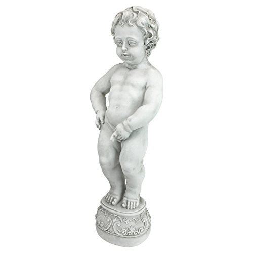 Design Toscano NG335051 Manneken PIS Peeing Boy Piped Pond Spitter Statue Water Feature, 10 Inches Wide, 6 Inches Deep, 27 Inches High, Antique Stone Finish