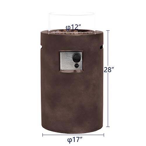 SUNBURY Outdoor Propane Burning Fire Bowl Column