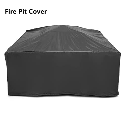 Bonnlo Outdoor Portable Fire Pit 32" with Barbecue/Cooking Grill, Poker and Rain Cover Square Metal 3 in 1 Wood Burning Fire Pit Backyard Patio Terrace