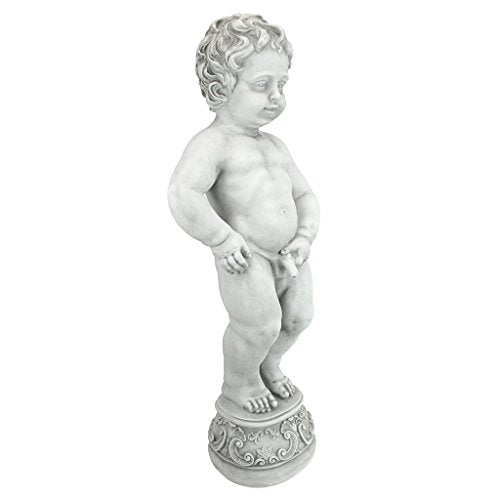 Design Toscano NG335051 Manneken PIS Peeing Boy Piped Pond Spitter Statue Water Feature, 10 Inches Wide, 6 Inches Deep, 27 Inches High, Antique Stone Finish