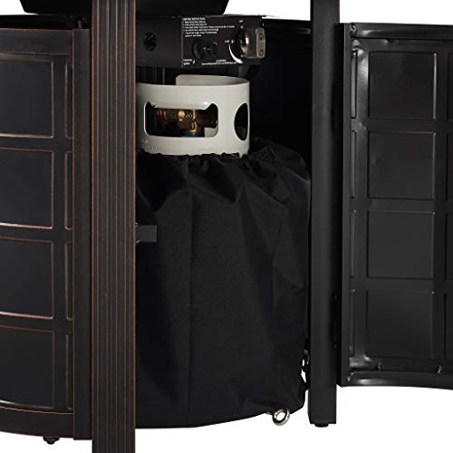 Fire Sense Columbia 34" Round LPG Aluminum LPG/NG Fire Pit Table | Antique Bronze Finish | Uses 20 Pound Propane Tank | Fire Bowl Lid, Vinyl Over and Clear Fire Glass Included