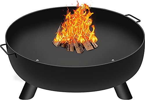 AMAGABELI Fire Pit Outdoor Wood Burning Cast Iron Fire Bowl 30in