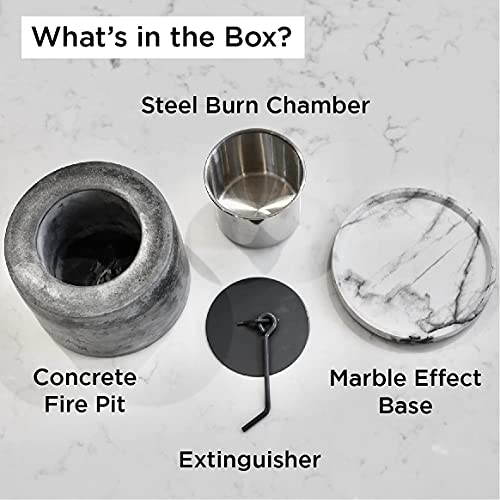 ROUNDFIRE Concrete Tabletop Fire Pit - Fire Bowl, Mini Personal Fireplace for Indoor and Outdoor use.
