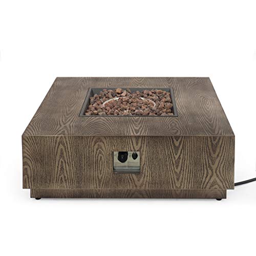 Christopher Knight Home 312829 Abraham Outdoor 40-Inch Square Fire Pit with Tank Holder, Concrete