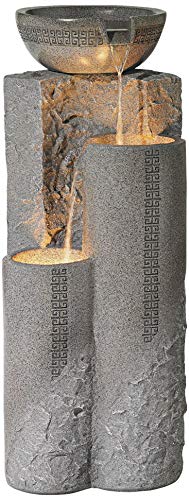 Lamps Plus Outdoor Floor Water Fountain 34 1/2" High Cascading Marble Finish Bowls LED