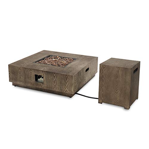 Christopher Knight Home 312829 Abraham Outdoor 40-Inch Square Fire Pit with Tank Holder, Concrete