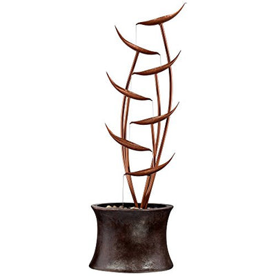 John Timberland Tiered Copper Leaves Modern Outdoor Floor Fountain and Waterfalls