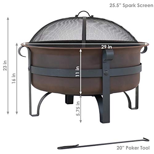 Sunnydaze Large Bronze Cauldron Outdoor Fire Pit Bowl
