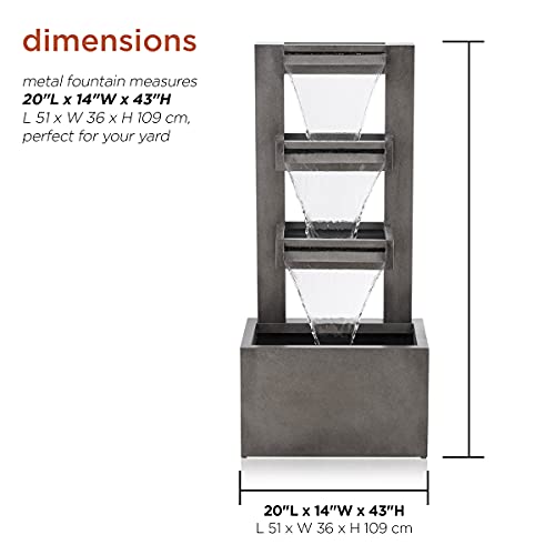 Alpine Corporation 43" Tall Outdoor Multi-Tier Modern Industrial Metal Fountain