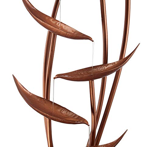 John Timberland Tiered Copper Leaves Modern Outdoor Floor Fountain and Waterfalls