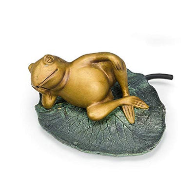Aquascape 78311 Lazy Frog on Lily Pad Pond and Garden Water Fountain, Patina