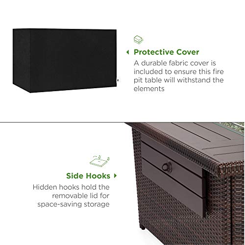 Best Choice Products 52in 50,000 BTU Outdoor Wicker Patio Propane Gas Fire Pit Table