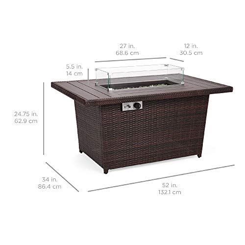 Best Choice Products 52in 50,000 BTU Outdoor Wicker Patio Propane Gas Fire Pit Table